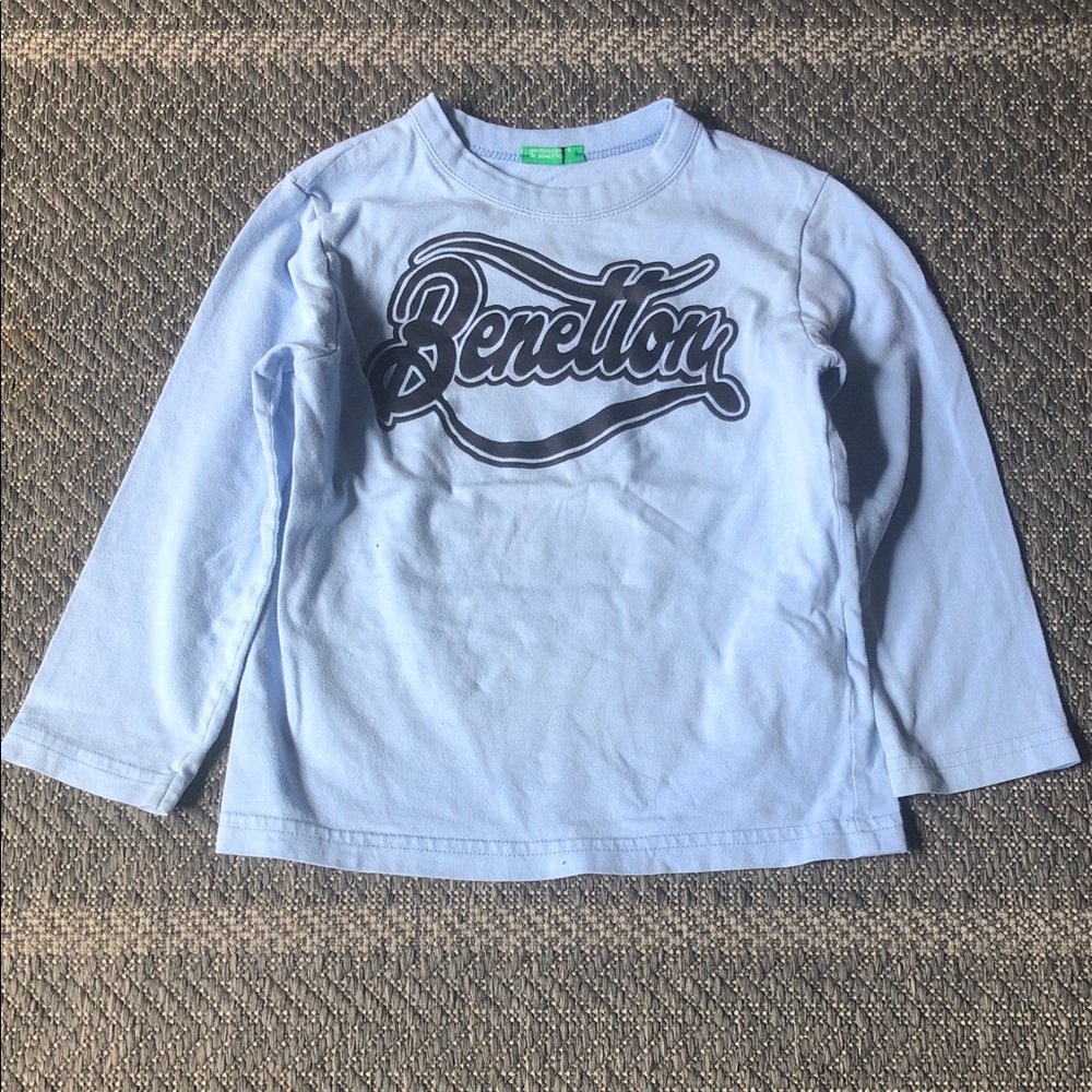 United Colors Of Benetton Pale Blue Long-Sleeve Tee with Script Logo